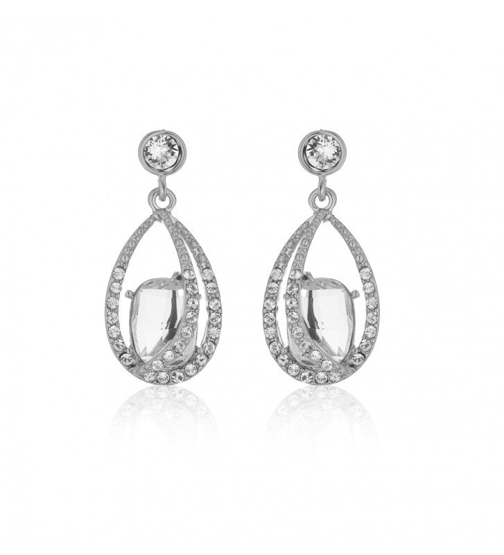 MeWo - Earrings in Rhodium-Plated Steel with Crystals